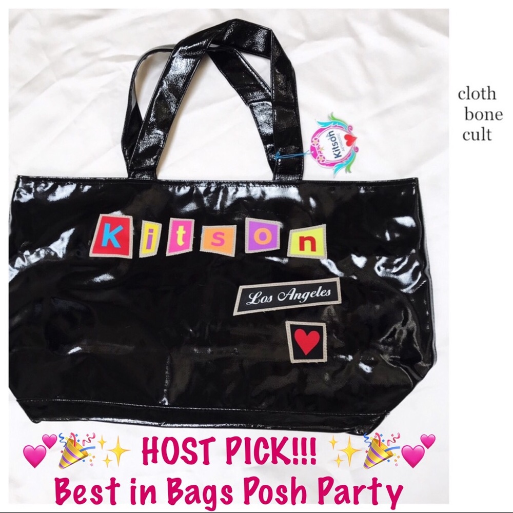 ✨NWT✨ KITSON Los Angeles Black Vinyl Lrg. TOTE BAG